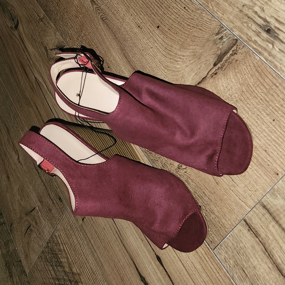 Rue21 | Zoey Burgundy Peep Toe Block Heels